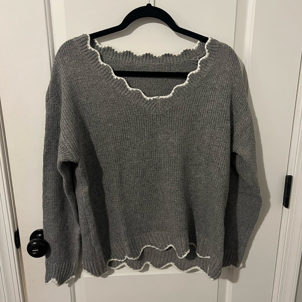 Grey and white sweater